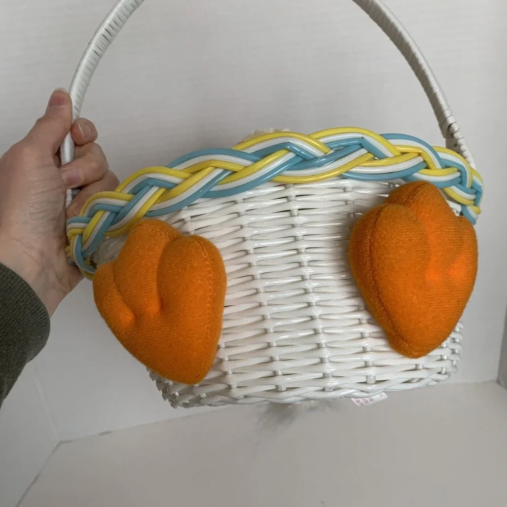 Vintage Plush Duck Easter Basket Baby Cute T.L. Toys Hong Kong